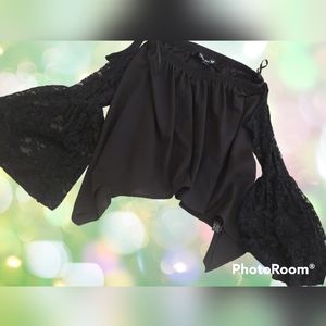 Double zero lace bell sleeve blouse S women